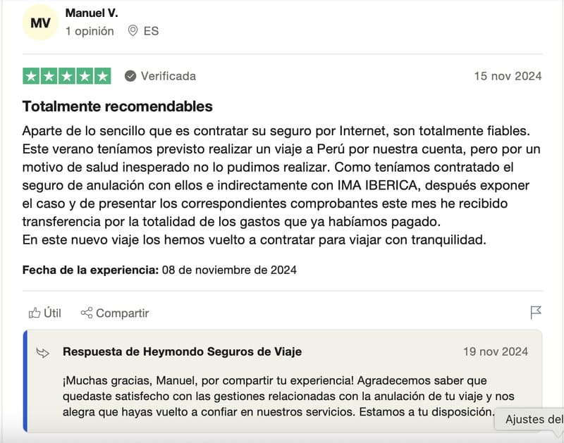 Cobertura cancelación de un viaje