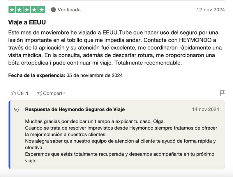 Excelente cobertura médica opinión Heymondo