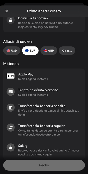Cómo meter dinero en tu cuenta Revolut