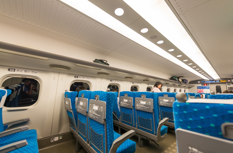 Vagón estándar en de los trenes bala en cómo utilizar el Japan Rail Pass
