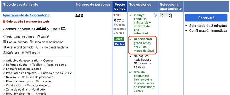 Cancelación gratuita