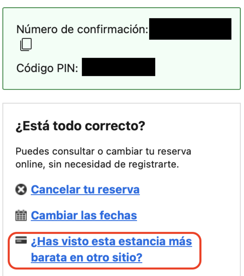 "Igualamos el precio" Booking