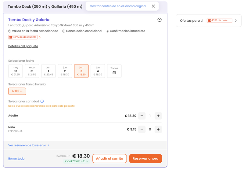 Estudia bien la opción que quieres, indica la fecha y el número de personas