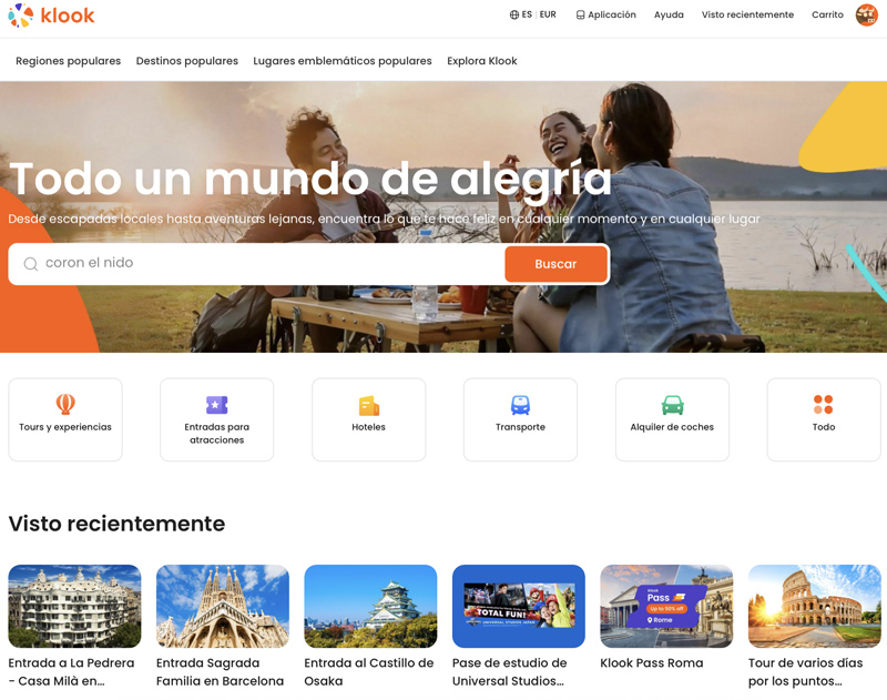 Klook es una de las mejores plataformas de reserva de actividades y transportes en viajes