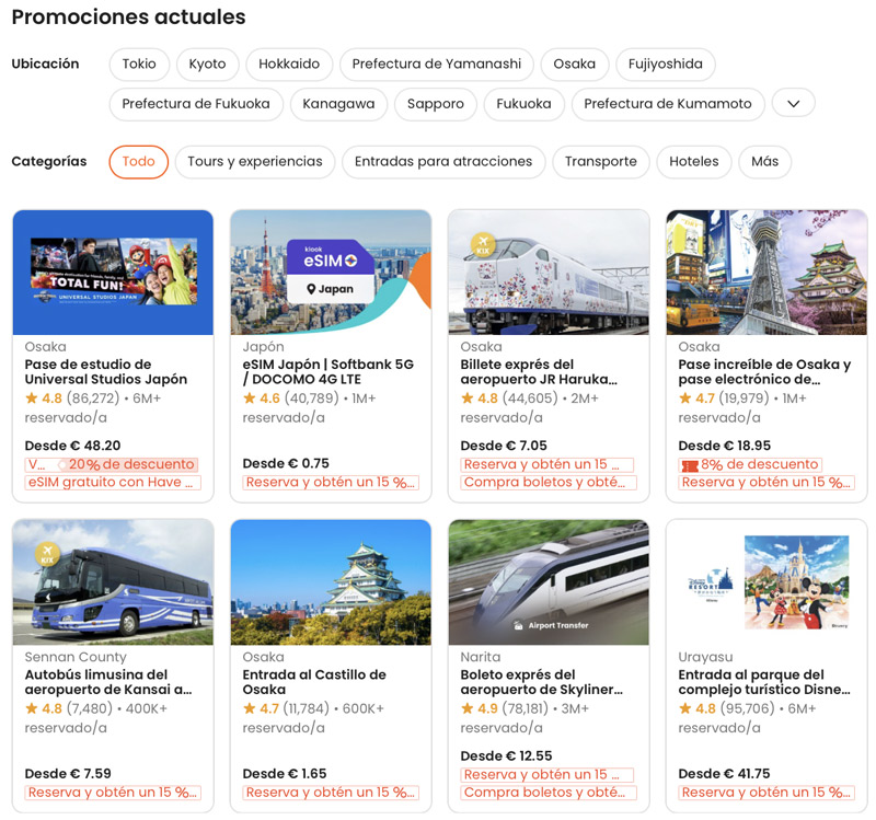 opciones en Japón