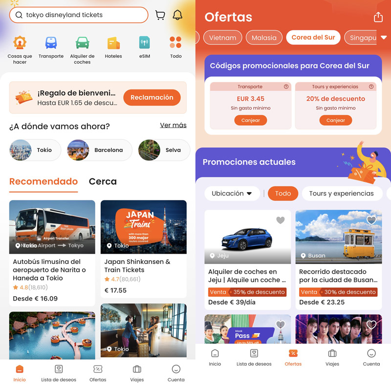 App de Klook descuentos
