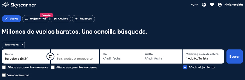 Buscador de vuelos Skyscanner