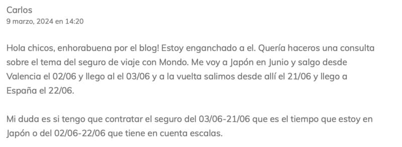 Dudas seguro de viaje en Viajeros Callejeros