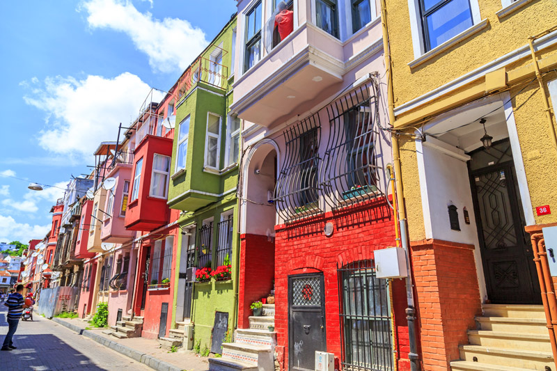 Casas coloridas en Balat, cuatro días en Estambul
