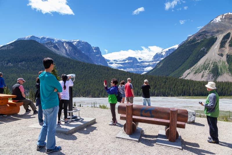 Parada en el glaciar Stutfield al recorrer la Icefields Parkway