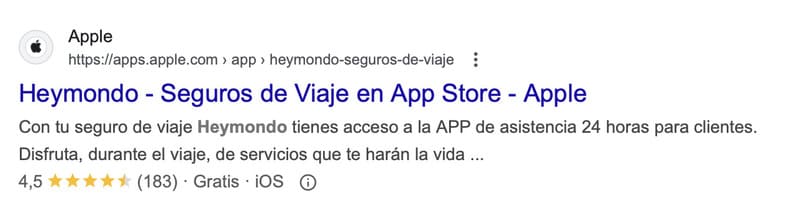 Heymondo opiniones en Apple Store