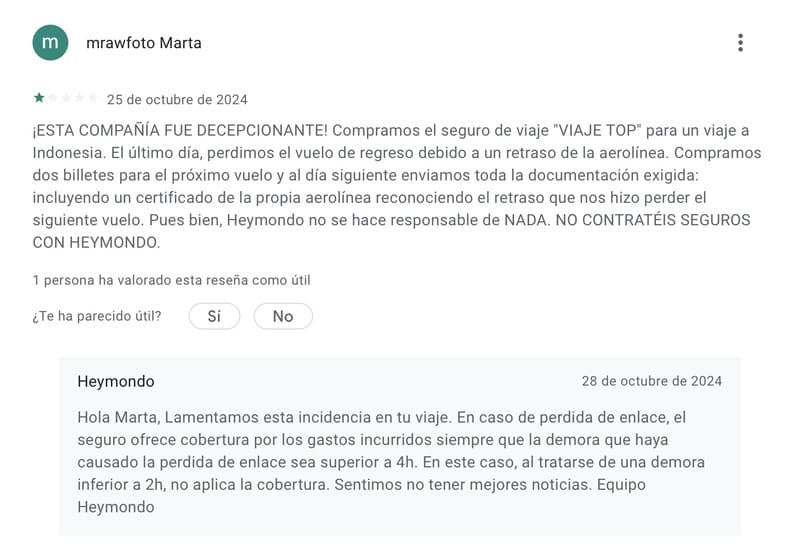 Indemnización que no aplica Heymondo