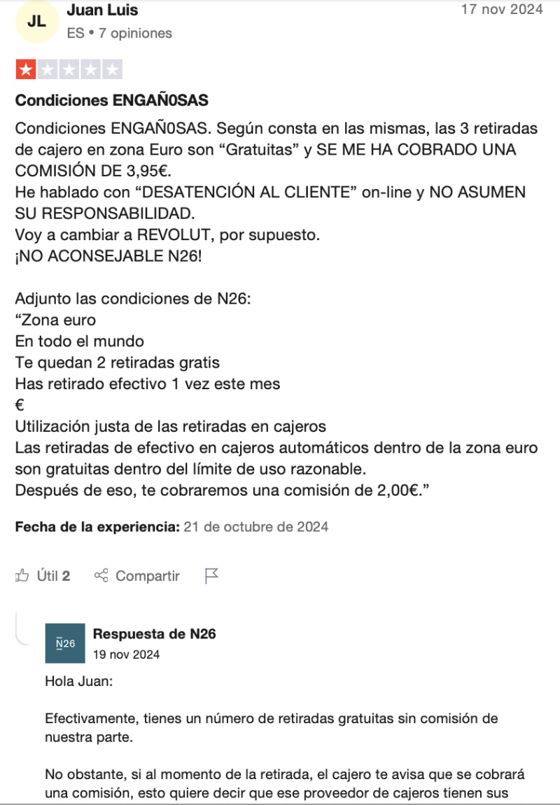 Comisiones N26