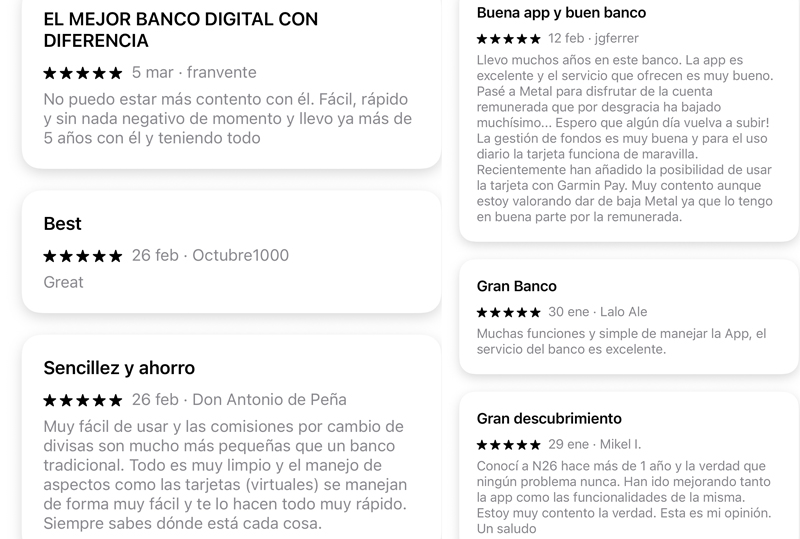 Comentarios N26 Apple Store