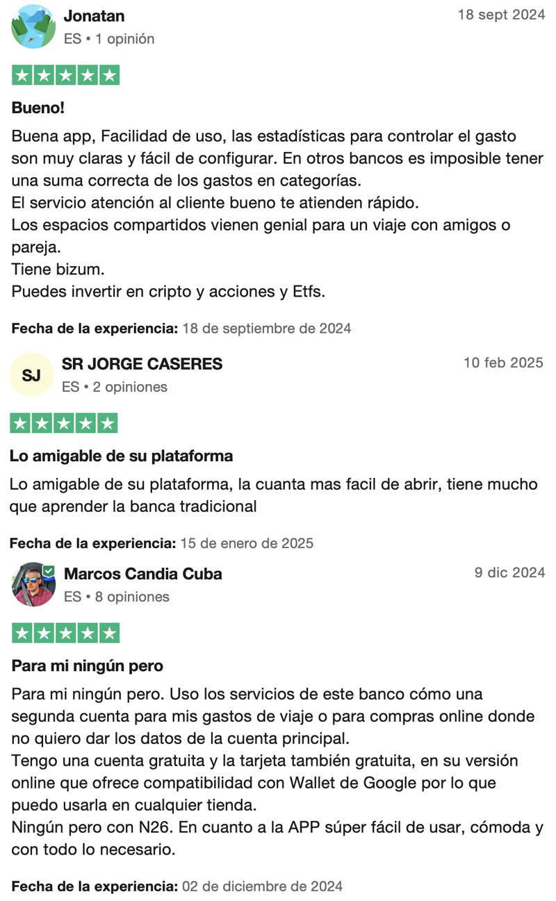 Valoraciones app N26