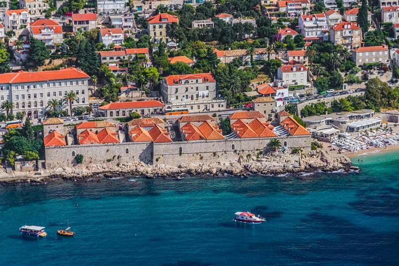 Vista área de los Lazareto de Dubrovnik